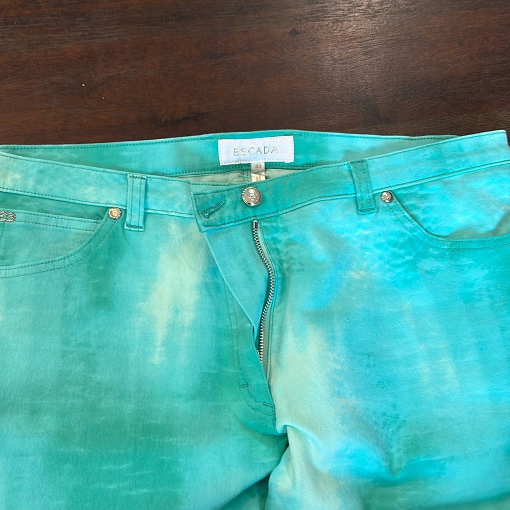 Escada green and teal jeans
